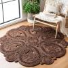 SAFAVIEH Area Rug 4′ Round – Natural Fiber Collection – Navy, Handmade Jute, Decorative Boho Floral Design (NF360N)(Brown)