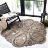 SAFAVIEH Area Rug 4′ Round – Natural Fiber Collection – Navy, Handmade Jute, Decorative Boho Floral Design (NF360N)(Grey)