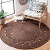 SAFAVIEH Area Rug 5′ Round – Natural Fiber Collection – Ivory, Handmade Jute, Boho Farmhouse Braided Design (NF364B)(Brown)