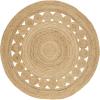 SAFAVIEH Area Rug 5′ Round – Natural Fiber Collection – Ivory, Handmade Jute, Boho Farmhouse Braided Design (NF364B)(Natural)