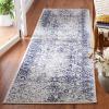 SAFAVIEH Area Rug 8×10 – Adirondack Collection – Large – Ivory & Silver, Distressed Vintage Floral Design, Non-Shedding & Easy to Clean, Ideal for Living Room, Bedroom, Dining Space (ADR109C)(Ivory/Navy)