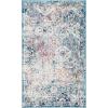 SAFAVIEH Area Rug 8×10 – Madison Collection – Large – Cream & Multi, Boho Chic Distressed Design, Non-Shedding & Easy Cleaning, Ideal for Living Room, Bedroom, Office, Dining Space (MAD611B)(Navy/Teal)