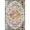 SAFAVIEH Area Rug 8×10 – Madison Collection – Large – Ivory & Orange, Boho Chic Medallion Distressed Design, Non-Shedding & Easy Cleaning, Ideal for Living Room, Bedroom, Dining Space (MAD447A)(Ivory/Orange)