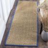 SAFAVIEH Area Rug 8×10 – Natural Fiber Collection – Large – Natural & Beige, Seagrass, Basketweave Pattern (NF114A)(Natural/Light Navy)