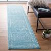 SAFAVIEH Area Rug 8×10 – Tulum Collection – Large – Ivory & Black, Moroccan Boho Distressed Design, Non-Shedding & Easy to Clean, Ideal for Living Room, Bedroom, Dining Space (TUL268D)(Turquoise/Ivory)