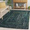 SAFAVIEH Braided Collection Accent Rug – 3′ x 5′, Red & Multi, Handmade Woven Cotton, Boho Reversible Style, Ideal for Living Room, Bedroom (BRD210A)(Dark Green/Blue)