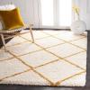 SAFAVIEH Hudson Shag Collection Area Rug – 5’3″ x 7’6″, Ivory & Grey, Modern Trellis Design, Non-Shedding & Easy Care, 2-inch Thick Ideal for High Traffic Areas in Living Room, Bedroom (SGH281A)(Ivory/Gold)