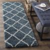 SAFAVIEH Hudson Shag Collection Area Rug – 5’3″ x 7’6″, Ivory & Grey, Modern Trellis Design, Non-Shedding & Easy Care, 2-inch Thick Ideal for High Traffic Areas in Living Room, Bedroom (SGH281A)(Slate Blue/Ivory)