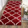 SAFAVIEH Hudson Shag Collection Area Rug – 5’3″ x 7’6″, Ivory & Grey, Modern Trellis Design, Non-Shedding & Easy Care, 2-inch Thick Ideal for High Traffic Areas in Living Room, Bedroom (SGH281A)(Red/Ivory)