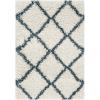 SAFAVIEH Hudson Shag Collection Area Rug – 5’3″ x 7’6″, Ivory & Grey, Modern Trellis Design, Non-Shedding & Easy Care, 2-inch Thick Ideal for High Traffic Areas in Living Room, Bedroom (SGH281A)(Ivory/Steel Blue)