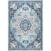SAFAVIEH Madison Collection Area Rug – 6’7″ Square, Cream & Blue, Boho Chic Distressed Medallion Design, Non-Shedding & Easy to Clean, Ideal for Living Room, Bedroom, Dining Space (MAD473B)(Teal/Navy)