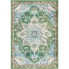 SAFAVIEH Madison Collection Area Rug – 6’7″ Square, Cream & Blue, Boho Chic Distressed Medallion Design, Non-Shedding & Easy to Clean, Ideal for Living Room, Bedroom, Dining Space (MAD473B)(Green/Turquoise)