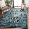 SAFAVIEH Vintage Hamadan Collection Area Rug – 8′ x 10′, Red & Multi, Oriental Traditional Persian Design, Non-Shedding & Easy Care, Ideal for High Traffic Areas in Living Room, Bedroom (VTH213A)(Light Blue/Black)