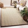 Safavieh Area Rug 6′ Round – Natural Fiber Collection – Natural & Black, Seagrass, Herringbone Pattern with Border (NF115C)(Natural/Dark Brown)