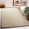 Safavieh Area Rug 6′ Round – Natural Fiber Collection – Natural & Black, Seagrass, Herringbone Pattern with Border (NF115C)(Natural/Dark Grey)