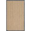 Safavieh Area Rug 6′ Round – Natural Fiber Collection – Natural & Black, Seagrass, Herringbone Pattern with Border (NF115C)(Natural/Navy Blue)