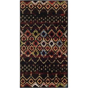 SAFAVIEH Amsterdam Collection Area Rug – 8′ x 10′, Ivory & Multi, Moroccan Boho Design, Non-Shedding & Easy Care, Ideal for High Traffic Areas in Living Room, Bedroom (AMS108K)(Black/Multi)