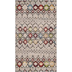 SAFAVIEH Amsterdam Collection Area Rug – 8′ x 10′, Ivory & Multi, Moroccan Boho Design, Non-Shedding & Easy Care, Ideal for High Traffic Areas in Living Room, Bedroom (AMS108K)(Light Grey/Multi)