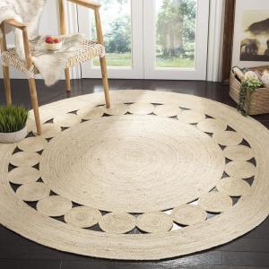 SAFAVIEH Area Rug 5′ Round – Natural Fiber Collection – Ivory, Handmade Jute, Boho Farmhouse Braided Design (NF364B)(Ivory)