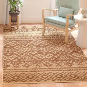 SAFAVIEH Area Rug 8×10 – Adirondack Collection – Large – Ivory & Silver, Rustic Boho Design, Non-Shedding & Easy Cleaning, Ideal for Living Room, Bedroom, Office, Dining Space (ADR107B)(Camel/Chocolate)