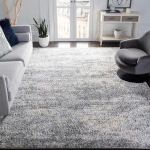 SAFAVIEH Area Rug 8×10 – Berber Shag Collection – Large – Grey Blue & Cream, Non-Shedding & Easy to Clean, Ideal for Living Room, Bedroom, Dining Space (BER219G)(Grey Blue/Cream)