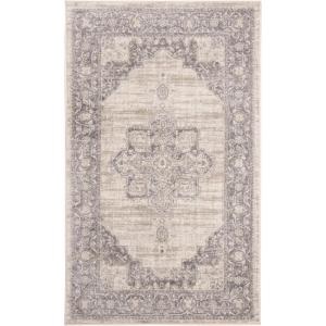 SAFAVIEH Area Rug 8×10 – Brentwood Collection – Large – Navy & Cream, Medallion Distressed Design, Non-Shedding & Easy Cleaning, Ideal for Living Room, Bedroom, Dining Space (BNT865N)(Cream/Grey)