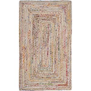 SAFAVIEH Area Rug 8×10 – Cape Cod Collection – Large – Red & Multi, Handmade Jute & Cotton, Woven Braided Design (CAP202A)(Beige/Multi)