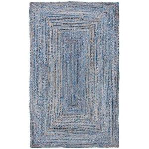 SAFAVIEH Area Rug 8×10 – Cape Cod Collection – Large – Red & Multi, Handmade Jute & Cotton, Woven Braided Design (CAP202A)(Blue/Natural)