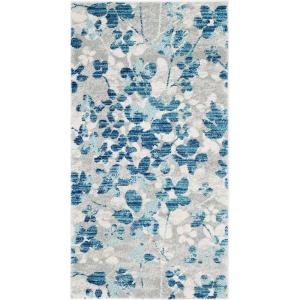 SAFAVIEH Area Rug 8×10 – Evoke Collection – Large – Grey & Gold, Floral Design, Non-Shedding & Easy Cleaning, Ideal for Living Room, Bedroom, Office, Dining Space (EVK236P)(Grey/Light Blue)