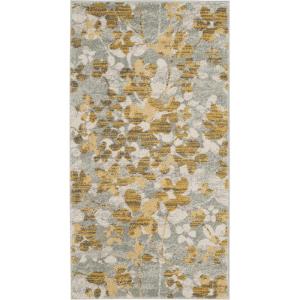 SAFAVIEH Area Rug 8×10 – Evoke Collection – Large – Grey & Gold, Floral Design, Non-Shedding & Easy Cleaning, Ideal for Living Room, Bedroom, Office, Dining Space (EVK236P)(Grey/Gold)