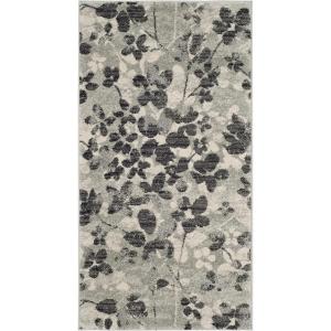 SAFAVIEH Area Rug 8×10 – Evoke Collection – Large – Grey & Gold, Floral Design, Non-Shedding & Easy Cleaning, Ideal for Living Room, Bedroom, Office, Dining Space (EVK236P)(Grey/Black)