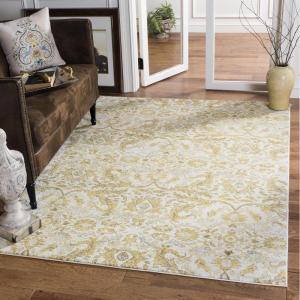 SAFAVIEH Area Rug 8×10 – Evoke Collection – Large – Ivory & Gold, Shabby Chic Oriental Design, Non-Shedding & Easy Cleaning, Ideal for Living Room, Bedroom, Office, Dining Space (EVK238S)(Ivory/Gold)