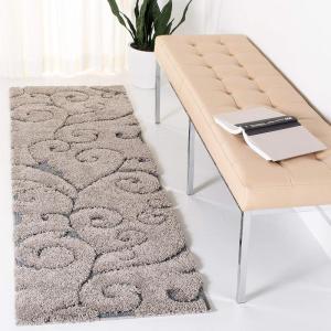 SAFAVIEH Area Rug 8×10 – Florida Shag Collection – Large – Cream & Blue, Scroll Design, Non-Shedding & Easy to Clean, High-Low Plush Pile, Ideal for Living Room, Bedroom, Dining Space (SG455-1165)(Grey/Light Blue)