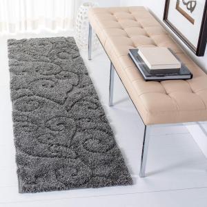 SAFAVIEH Area Rug 8×10 – Florida Shag Collection – Large – Cream & Blue, Scroll Design, Non-Shedding & Easy to Clean, High-Low Plush Pile, Ideal for Living Room, Bedroom, Dining Space (SG455-1165)(Grey)