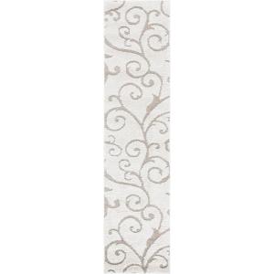 SAFAVIEH Area Rug 8×10 – Florida Shag Collection – Large – Cream & Blue, Scroll Design, Non-Shedding & Easy to Clean, High-Low Plush Pile, Ideal for Living Room, Bedroom, Dining Space (SG455-1165)(Ivory/Beige)