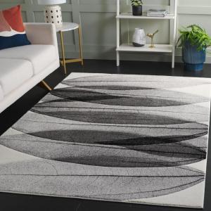SAFAVIEH Area Rug 8×10 – Hollywood Collection – Large – Ivory & Blue, Mid-Century Modern Design, Non-Shedding & Easy Cleaning, Ideal for Living Room, Bedroom, Office, Dining Space (HLW703A)(Ivory/Grey)