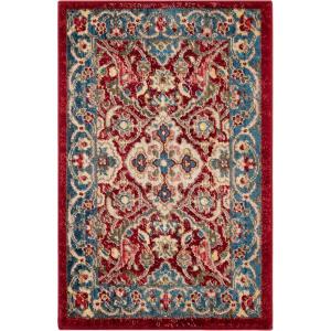 SAFAVIEH Area Rug 8×10 – Kashan Collection – Large – Ivory & Taupe, Traditional Oriental Design, Non-Shedding & Easy Cleaning, Ideal for Living Room, Bedroom, Office, Dining Space (KSN307A)(Red/Blue)