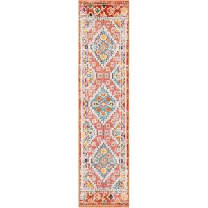 SAFAVIEH Area Rug 8×10 – Madison Collection – Large – Black & Yellow, Boho Diamond Distressed Design, Non-Shedding & Easy Cleaning, Ideal for Living Room, Bedroom, Office, Dining Space (MAD418Z)(Rust/Pink)