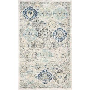 SAFAVIEH Area Rug 8×10 – Madison Collection – Large – Cream & Multi, Boho Chic Distressed Design, Non-Shedding & Easy Cleaning, Ideal for Living Room, Bedroom, Office, Dining Space (MAD611B)(Ivory/Aqua)
