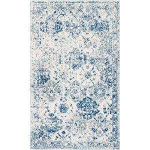 SAFAVIEH Area Rug 8×10 – Madison Collection – Large – Cream & Multi, Boho Chic Distressed Design, Non-Shedding & Easy Cleaning, Ideal for Living Room, Bedroom, Office, Dining Space (MAD611B)(White/Royal Blue)