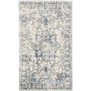 SAFAVIEH Area Rug 8×10 – Madison Collection – Large – Cream & Navy, Snowflake Medallion Distressed Design, Non-Shedding & Easy Cleaning, Ideal for Living Room, Bedroom, Office, Dining Space (MAD603D)(Grey/Ivory)