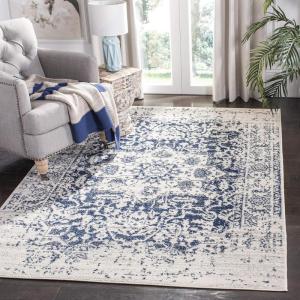 SAFAVIEH Area Rug 8×10 – Madison Collection – Large – Cream & Navy, Snowflake Medallion Distressed Design, Non-Shedding & Easy Cleaning, Ideal for Living Room, Bedroom, Office, Dining Space (MAD603D)(Cream/Navy)