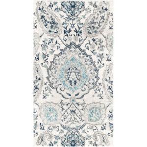 SAFAVIEH Area Rug 8×10 – Madison Collection – Large – Cream & Turquoise, Boho Chic Glam Paisley Design, Non-Shedding & Easy Cleaning, Ideal for Living Room, Bedroom, Office, Dining Space (MAD600E)(Cream/Light Grey)