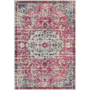 SAFAVIEH Area Rug 8×10 – Madison Collection – Large – Ivory & Orange, Boho Chic Medallion Distressed Design, Non-Shedding & Easy Cleaning, Ideal for Living Room, Bedroom, Dining Space (MAD447A)(Fuchsia/Teal)