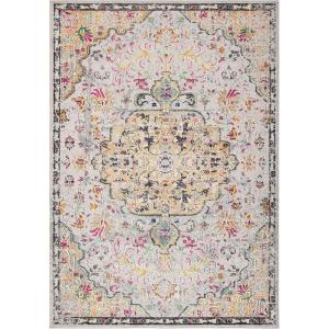 SAFAVIEH Area Rug 8×10 – Madison Collection – Large – Ivory & Orange, Boho Chic Medallion Distressed Design, Non-Shedding & Easy Cleaning, Ideal for Living Room, Bedroom, Dining Space (MAD447A)(Grey/Gold)