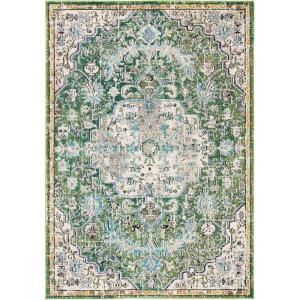 SAFAVIEH Area Rug 8×10 – Madison Collection – Large – Ivory & Orange, Boho Chic Medallion Distressed Design, Non-Shedding & Easy Cleaning, Ideal for Living Room, Bedroom, Dining Space (MAD447A)(Green/Turquoise)