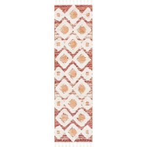 SAFAVIEH Area Rug 8×10 – Moroccan Tassel Shag Collection – Large – Grey & Ivory, Boho Design, Non-Shedding & Easy Cleaning, Plush Pile, Ideal for Living Room, Bedroom, Dining Space (MTS664G)(Rust/Ivory)