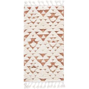 SAFAVIEH Area Rug 8×10 – Moroccan Tassel Shag Collection – Large – Ivory & Brown, Non-Shedding & Easy to Clean, Plush High-Low Texture, Ideal for Living Room, Bedroom, Dining Space (MTS688A)(Ivory/Brick Rust)