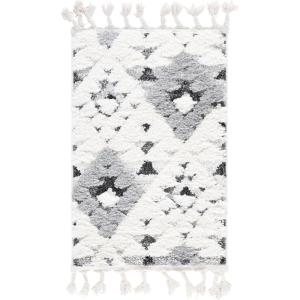 SAFAVIEH Area Rug 8×10 – Moroccan Tassel Shag Collection – Large – Ivory & Brown, Non-Shedding & Easy to Clean, Plush High-Low Texture, Ideal for Living Room, Bedroom, Dining Space (MTS688A)(Ivory/Grey)