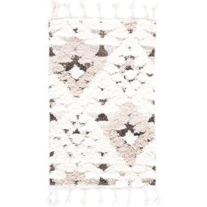 SAFAVIEH Area Rug 8×10 – Moroccan Tassel Shag Collection – Large – Ivory & Brown, Non-Shedding & Easy to Clean, Plush High-Low Texture, Ideal for Living Room, Bedroom, Dining Space (MTS688A)(Ivory/Brown)